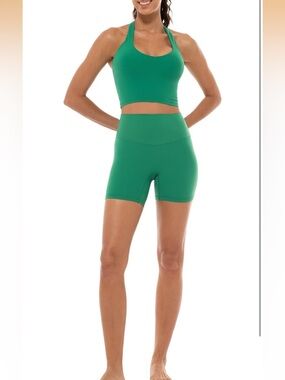 No Front Seam Lavento Soft High Waist Biker Shorts 6” in Kelly Green